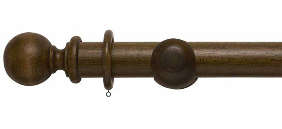 Rolls Modern Country Ball 45mm Wooden Curtain Pole - Fendow