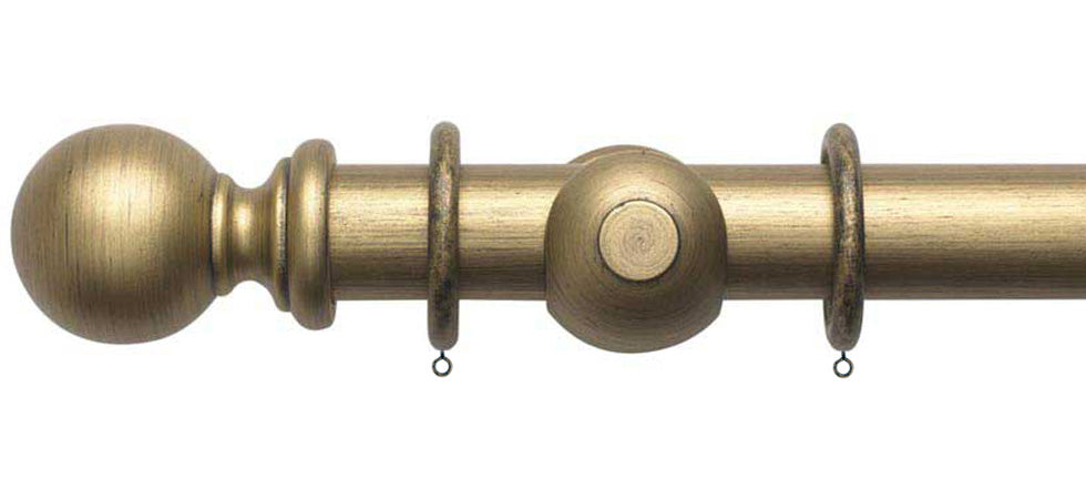 Rolls Modern Country Ball 45mm Wooden Curtain Pole - Fendow