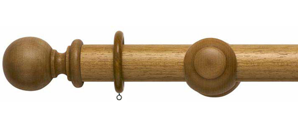 Rolls Modern Country Ball 45mm Wooden Curtain Pole - Fendow