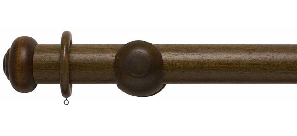 Rolls Modern Country Button 55mm Wooden Curtain Pole - Fendow