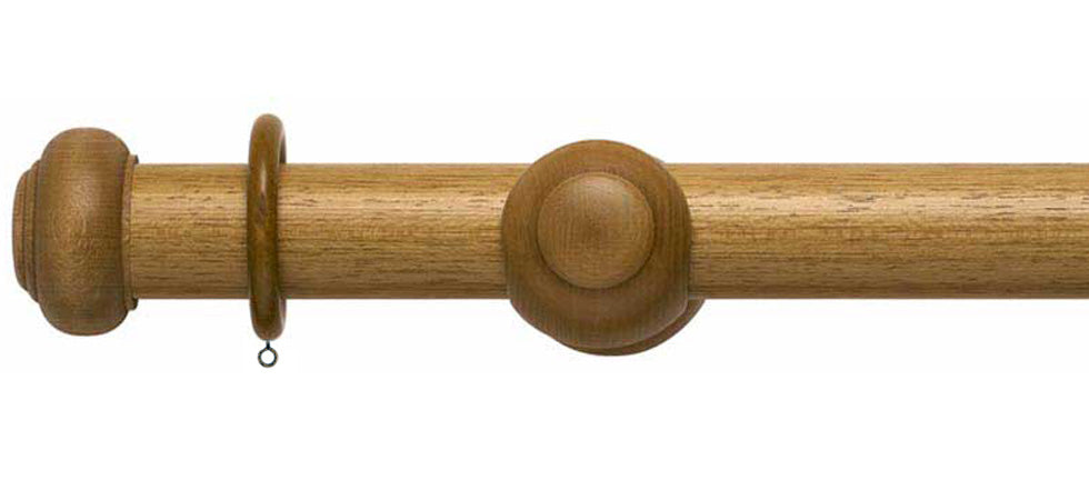 Rolls Modern Country Button 55mm Wooden Curtain Pole - Fendow