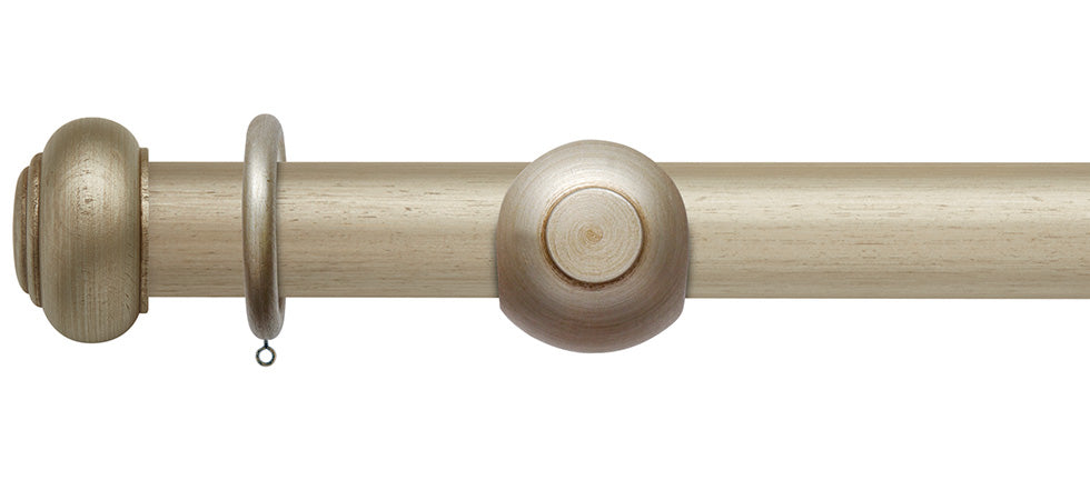 Rolls Modern Country Button 55mm Wooden Curtain Pole - Fendow