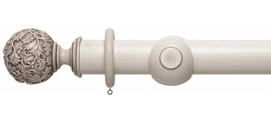 Rolls Modern Country Floral Ball 55mm Wooden Curtain Pole - Fendow