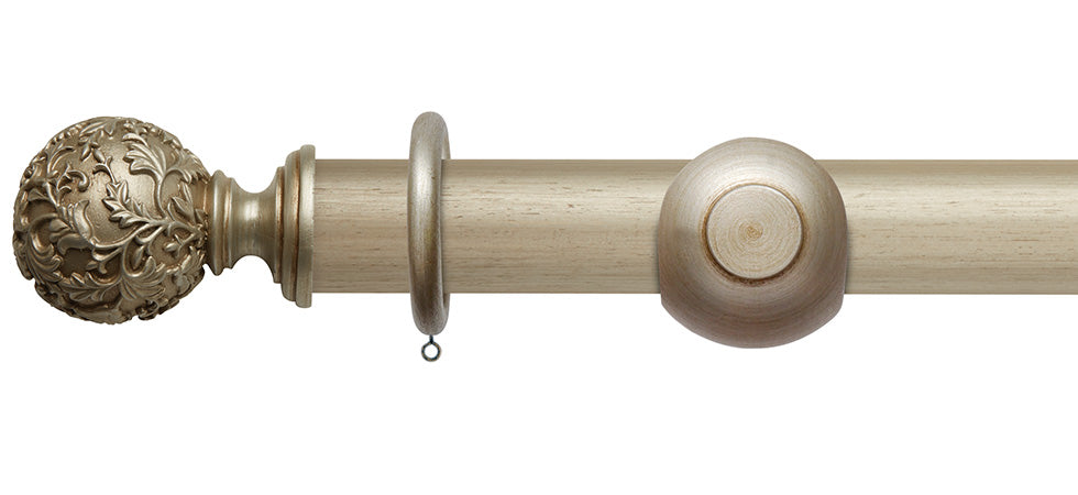 Rolls Modern Country Floral Ball 55mm Wooden Curtain Pole - Fendow