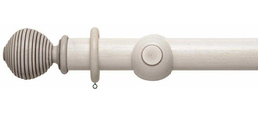 Rolls Modern Country Ribbed Ball 55mm Wooden Curtain Pole - Fendow