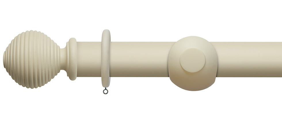 Rolls Modern Country Ribbed Ball 55mm Wooden Curtain Pole - Fendow