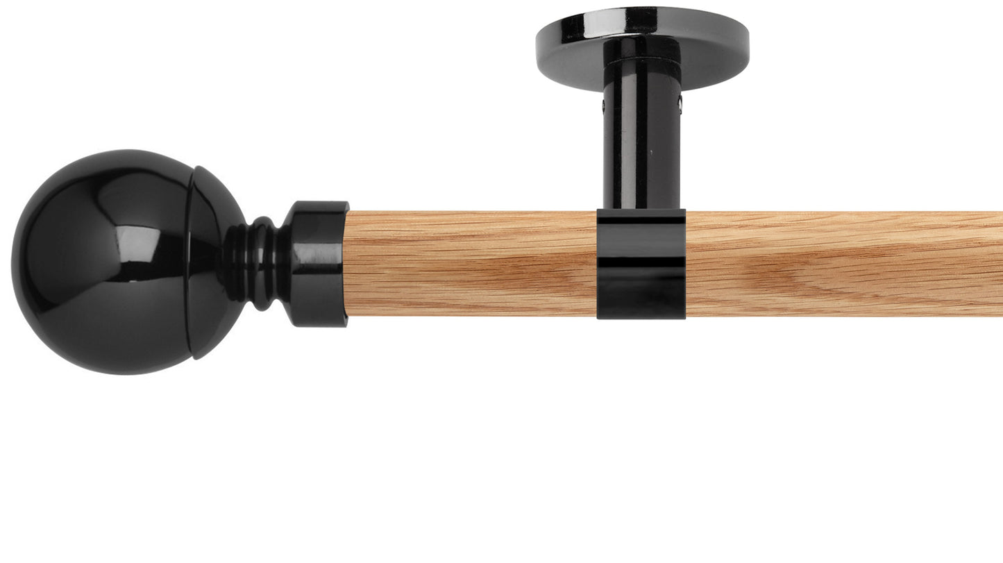 Rolls Neo Ball 28mm Wooden Curtain Pole - Fendow