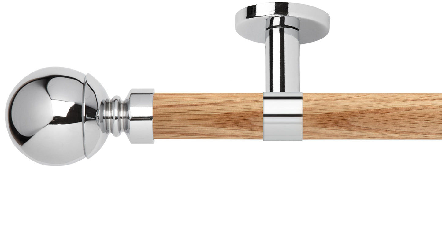 Rolls Neo Ball 28mm Wooden Curtain Pole - Fendow