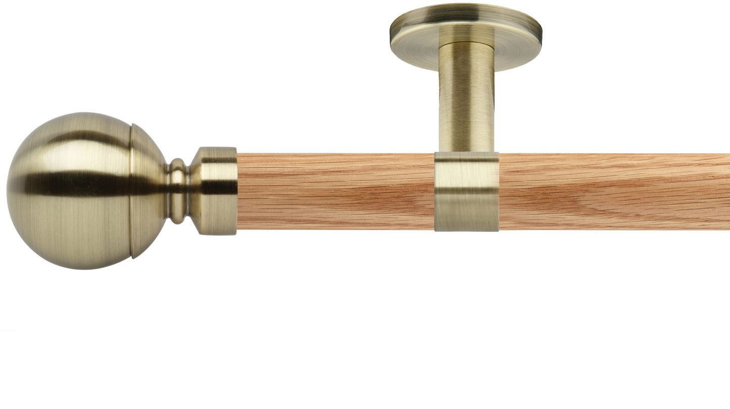 Rolls Neo Ball 28mm Wooden Curtain Pole - Fendow