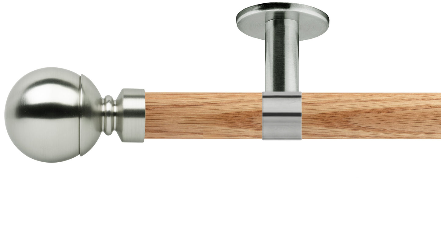 Rolls Neo Ball 28mm Wooden Curtain Pole - Fendow