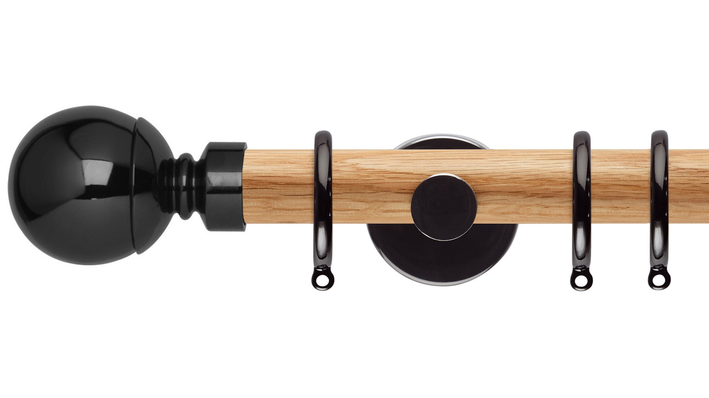 Rolls Neo Ball 28mm Wooden Curtain Pole - Fendow