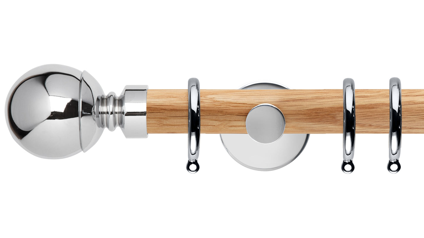 Rolls Neo Ball 28mm Wooden Curtain Pole - Fendow