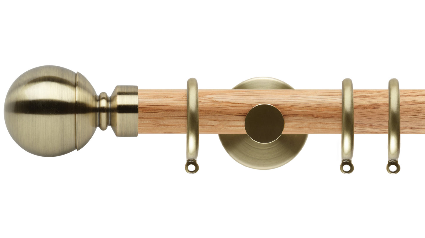 Rolls Neo Ball 28mm Wooden Curtain Pole - Fendow