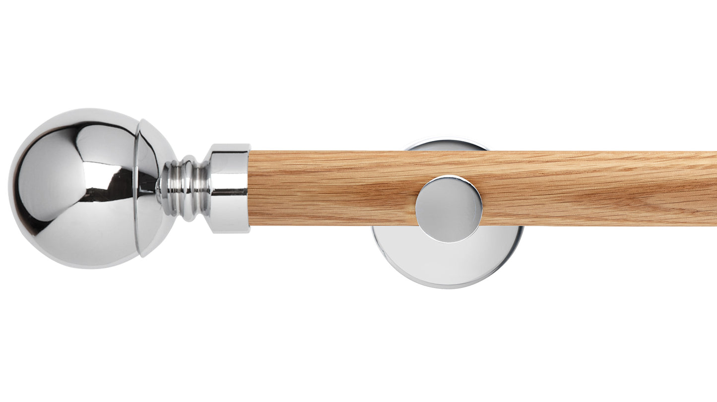 Rolls Neo Ball 28mm Wooden Curtain Pole - Fendow