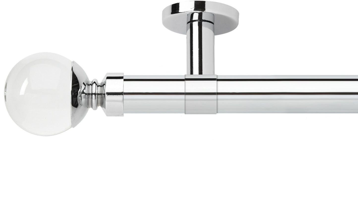 Rolls Neo Clear Ball 28mm Metal Curtain Pole - Fendow