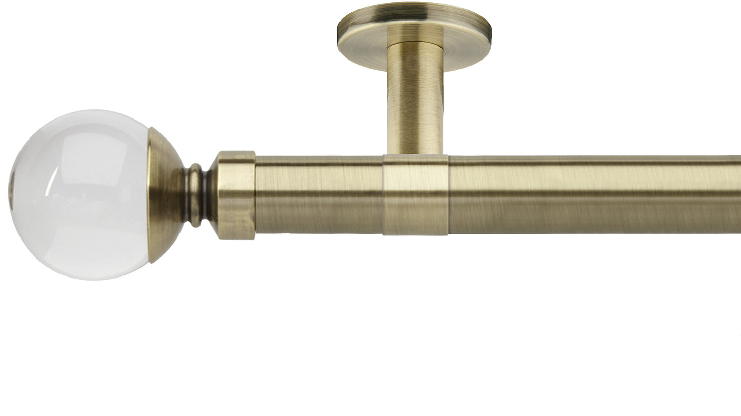 Rolls Neo Clear Ball 28mm Metal Curtain Pole - Fendow