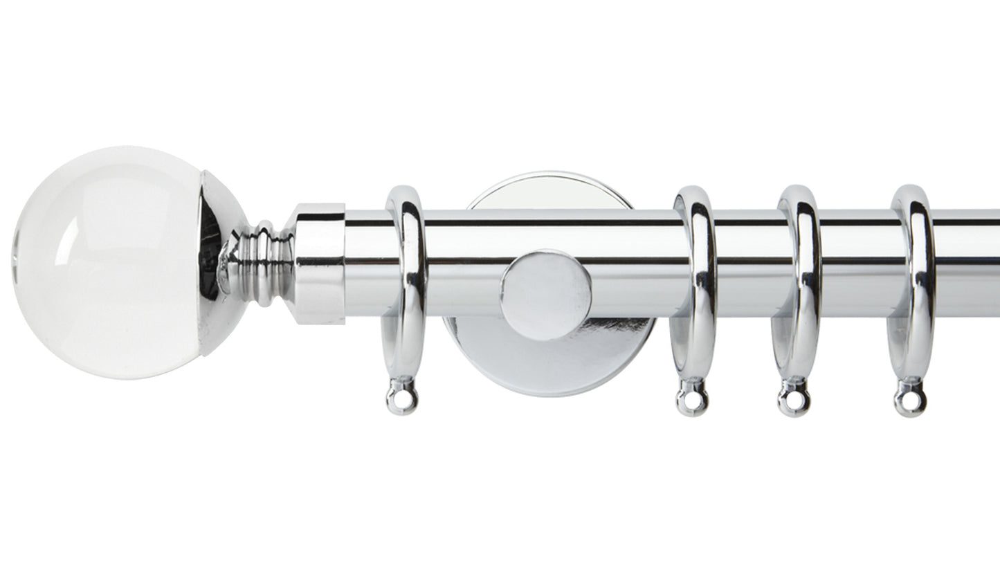 Rolls Neo Clear Ball 28mm Metal Curtain Pole - Fendow