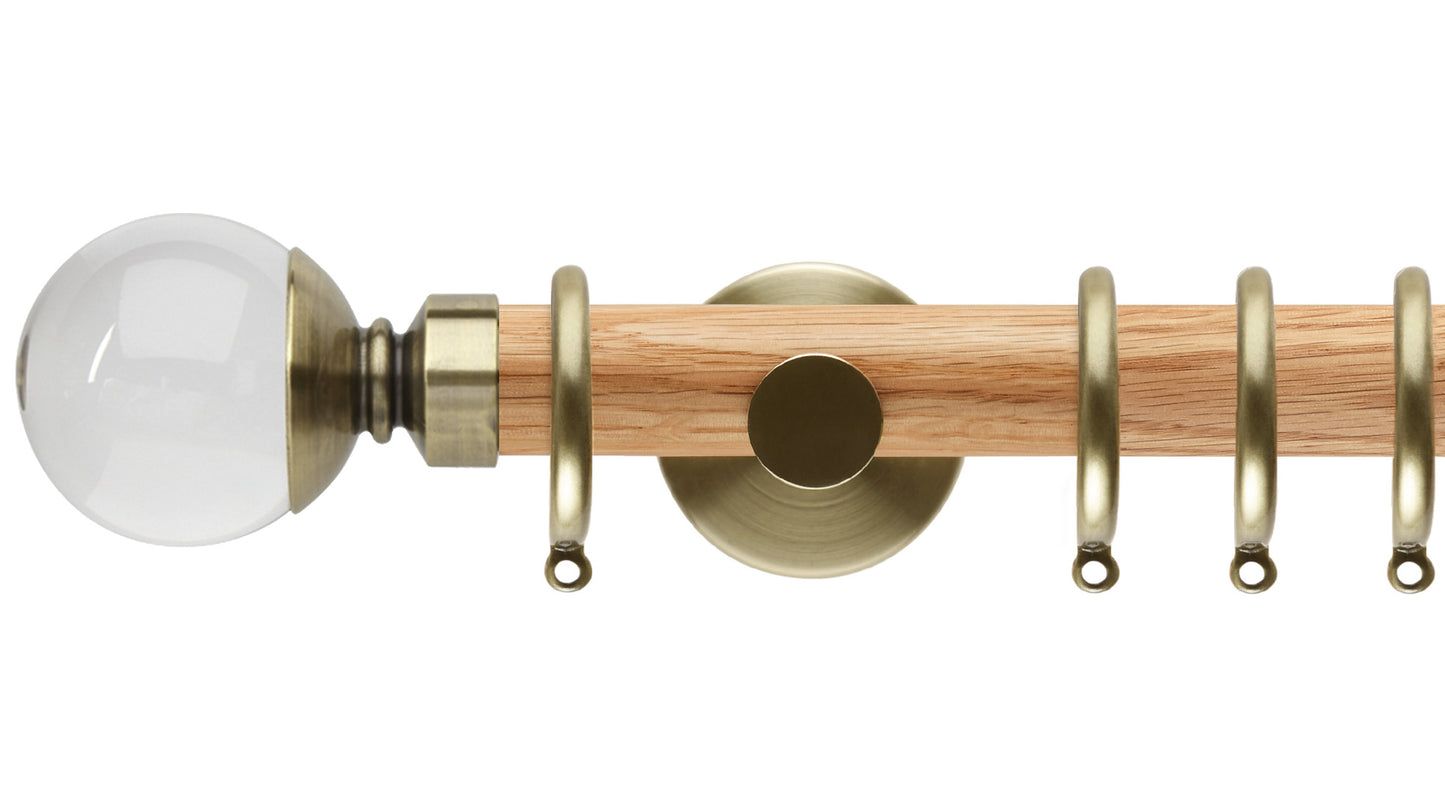 Rolls Neo Clear Ball 28mm Wooden Curtain Pole - Fendow