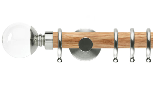 Rolls Neo Clear Ball 28mm Wooden Curtain Pole - Fendow