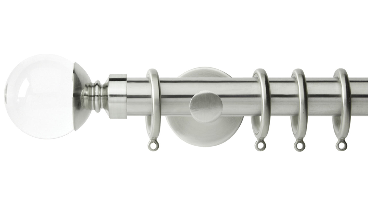 Rolls Neo Clear Ball 28mm Metal Curtain Pole - Fendow