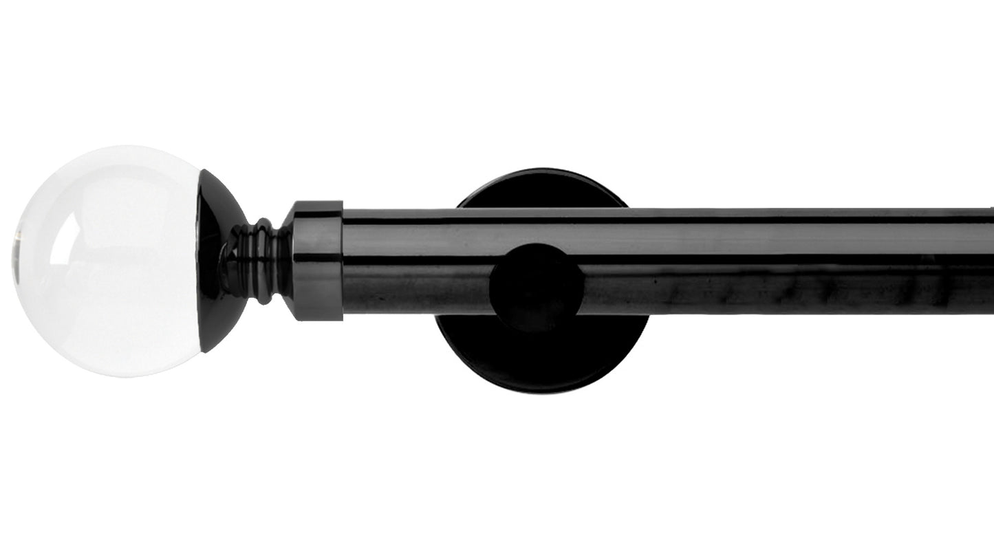 Rolls Neo Clear Ball 28mm Metal Curtain Pole - Fendow