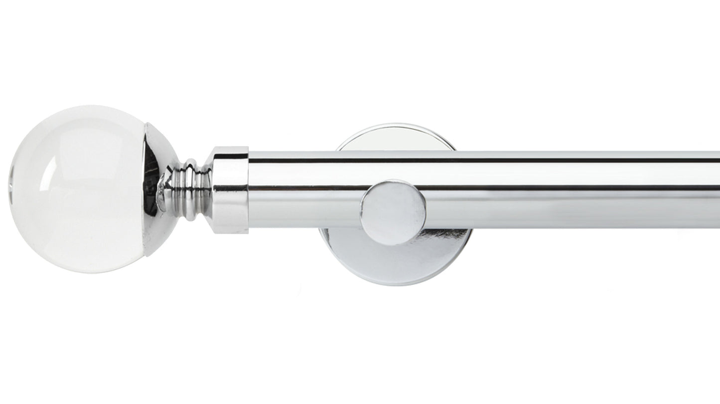 Rolls Neo Clear Ball 28mm Metal Curtain Pole - Fendow