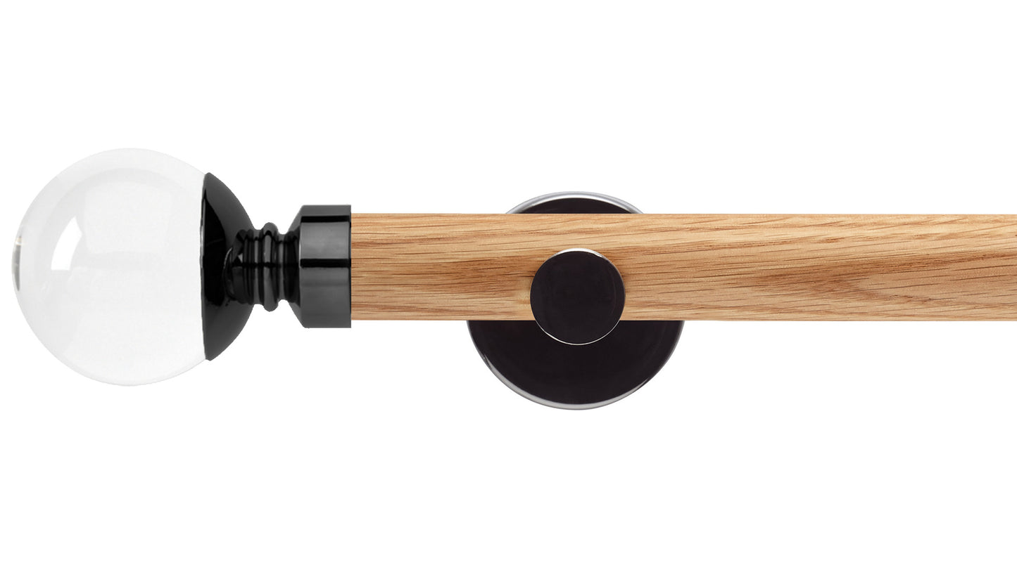 Rolls Neo Clear Ball 28mm Wooden Curtain Pole - Fendow