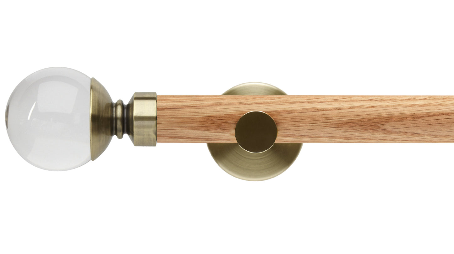 Rolls Neo Clear Ball 28mm Wooden Curtain Pole - Fendow