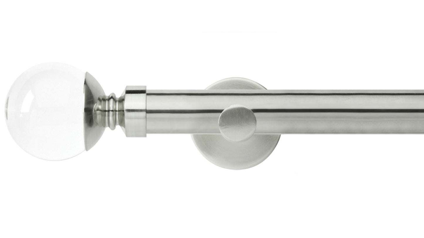 Rolls Neo Clear Ball 28mm Metal Curtain Pole - Fendow