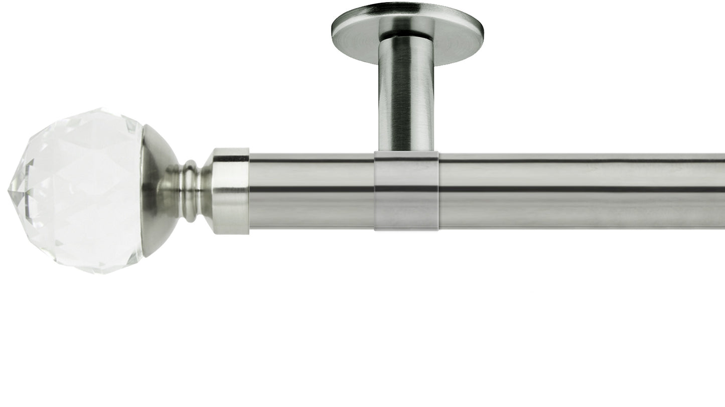 Rolls Neo Clear Faceted Ball 28mm Metal Curtain Pole - Fendow