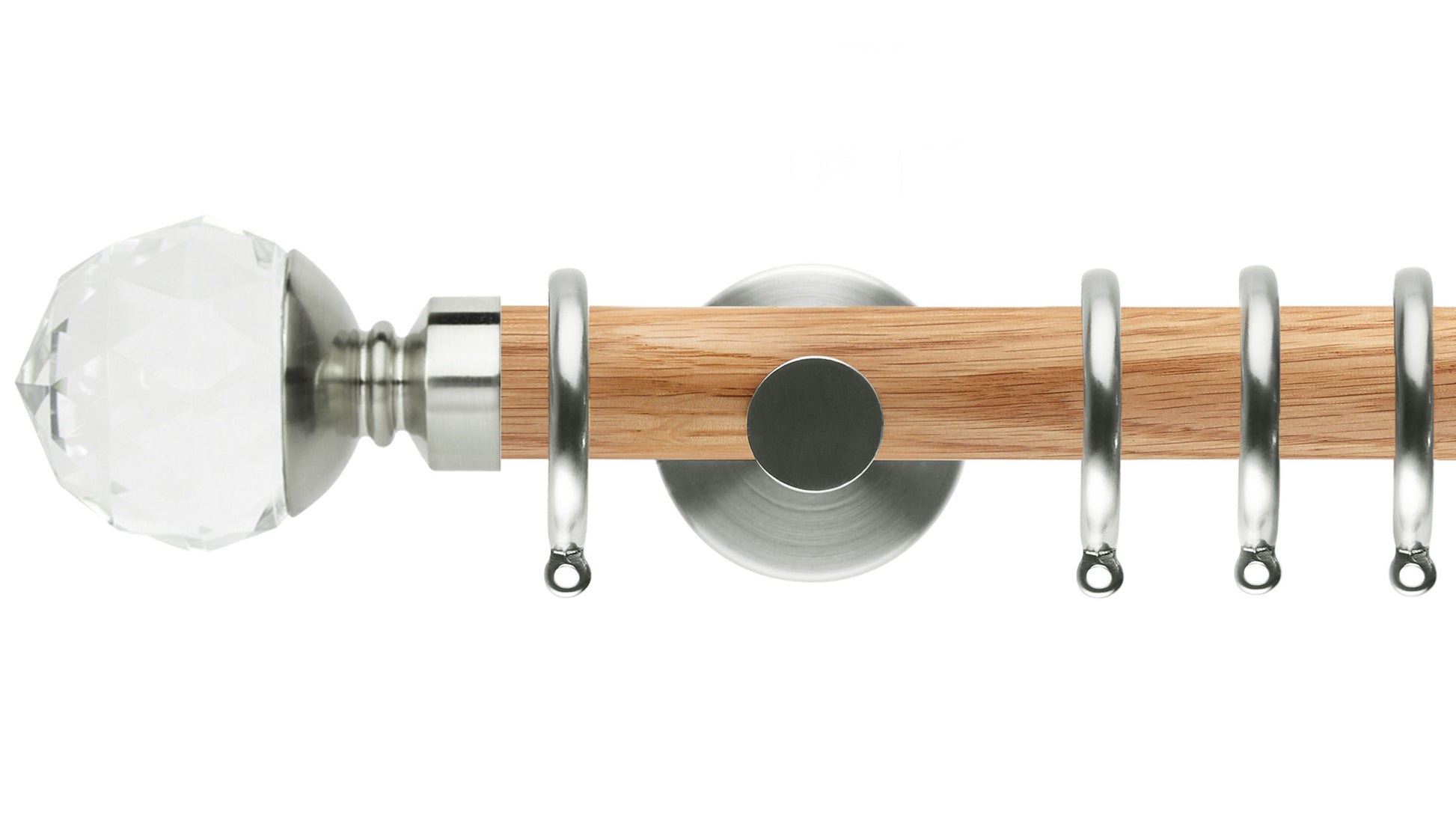 Rolls Neo Clear Faceted Ball 28mm Wooden Curtain Pole - Fendow