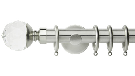 Rolls Neo Clear Faceted Ball 28mm Metal Curtain Pole - Fendow