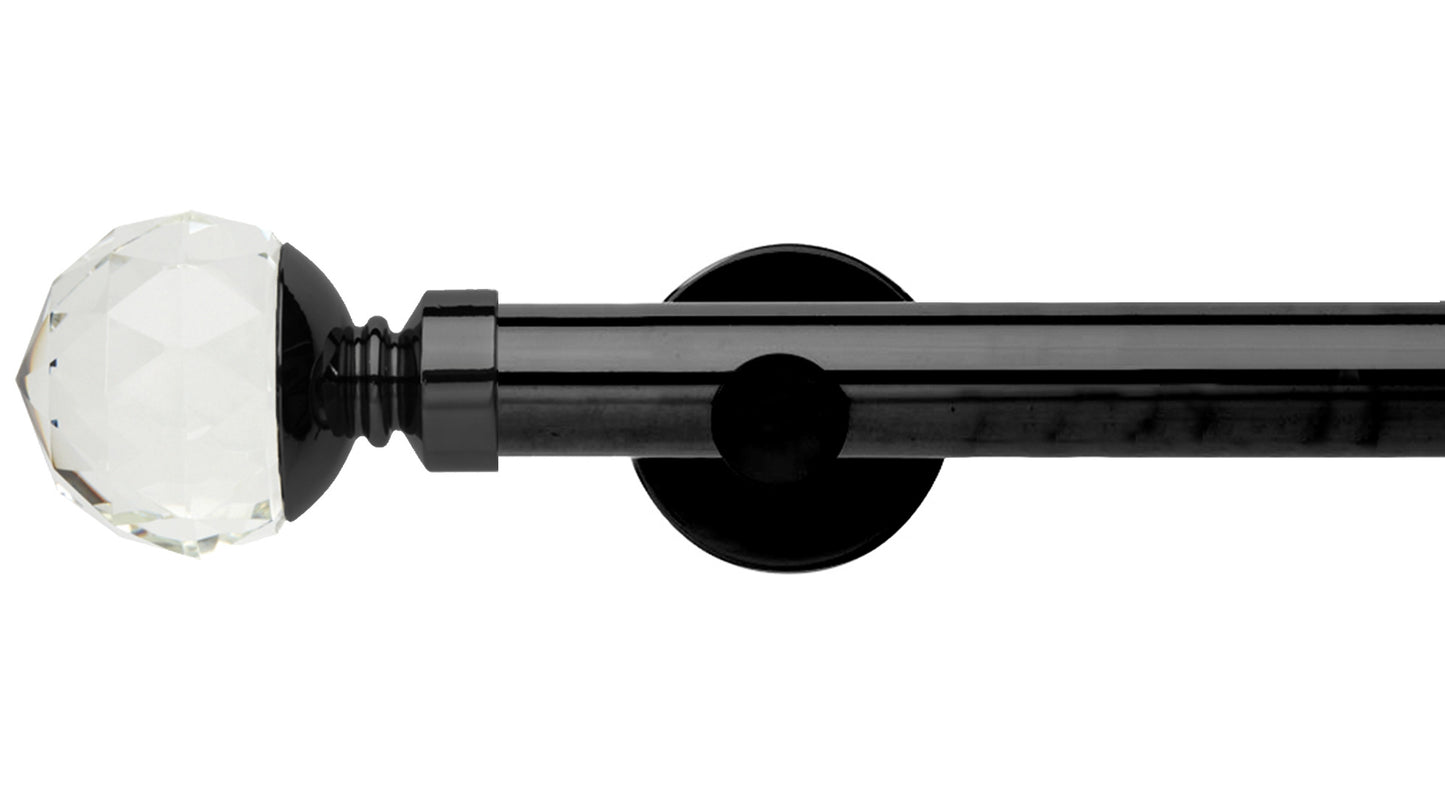 Rolls Neo Clear Faceted Ball 28mm Metal Curtain Pole - Fendow