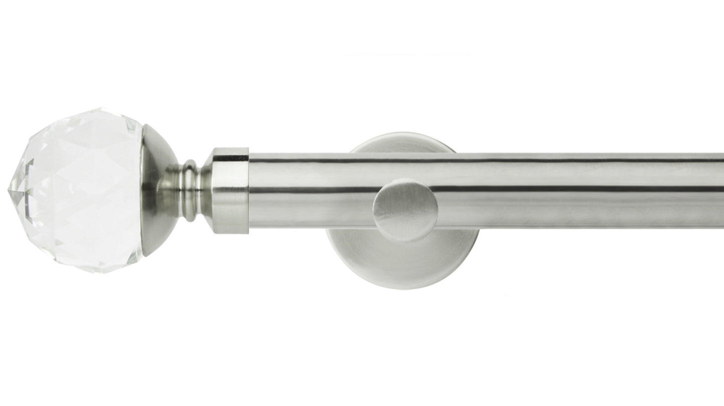 Rolls Neo Clear Faceted Ball 28mm Metal Curtain Pole - Fendow