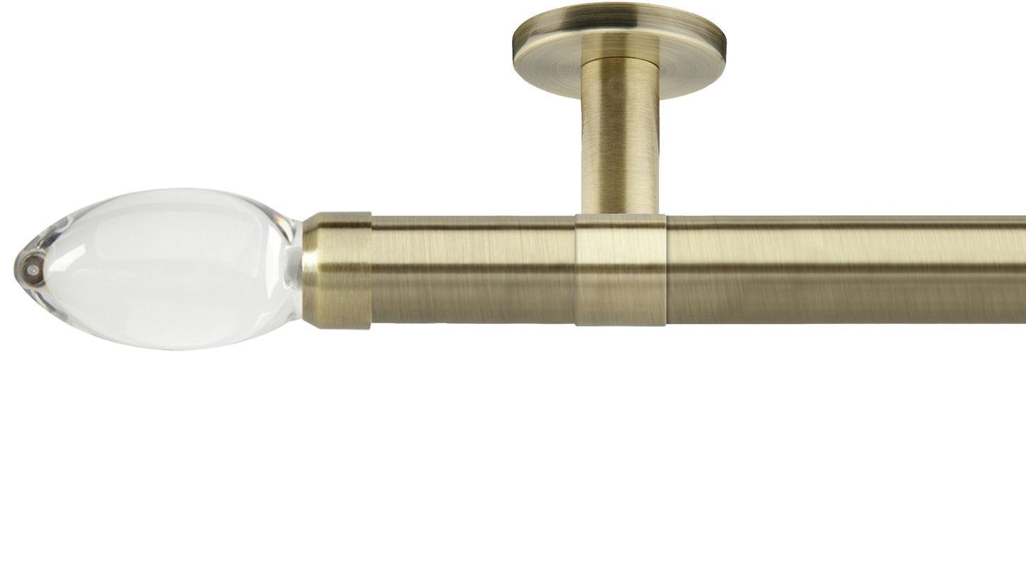 Rolls Neo Clear Teardrop 28mm Metal Curtain Pole - Fendow