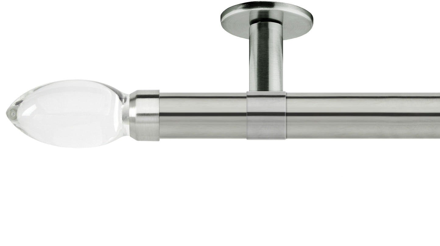 Rolls Neo Clear Teardrop 28mm Metal Curtain Pole - Fendow