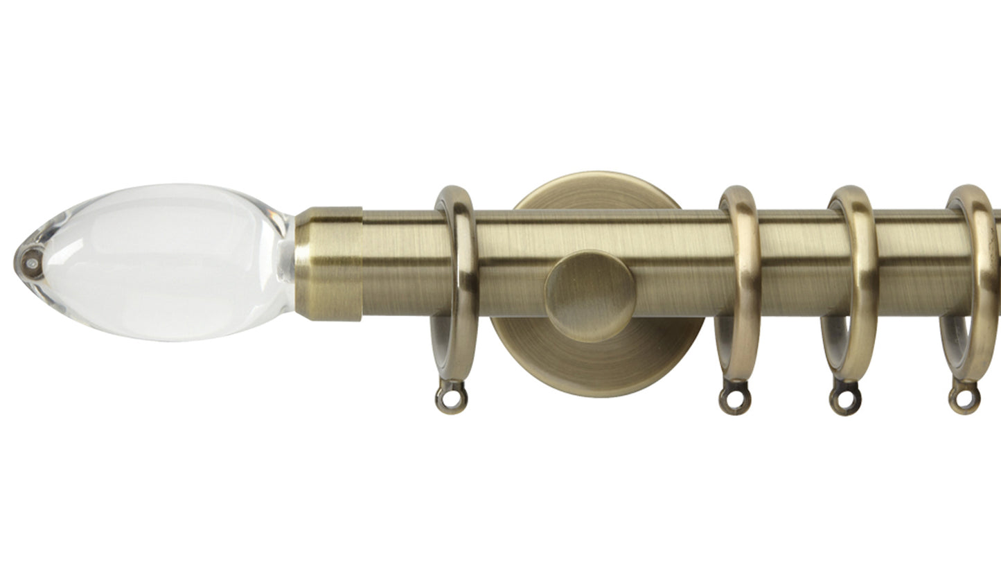 Rolls Neo Clear Teardrop 28mm Metal Curtain Pole - Fendow