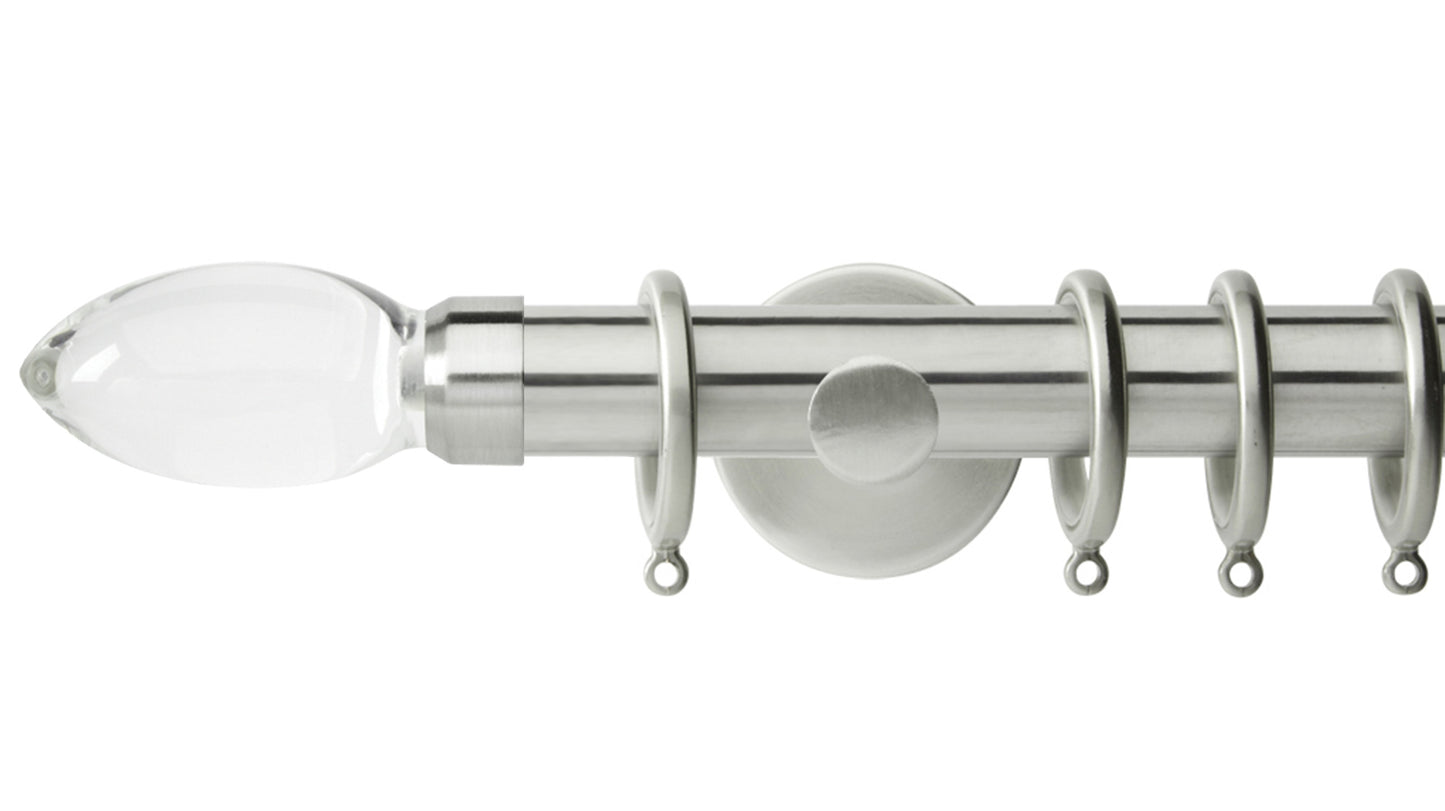 Rolls Neo Clear Teardrop 28mm Metal Curtain Pole - Fendow