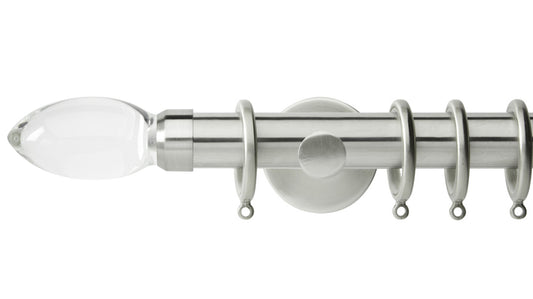 Rolls Neo Clear Teardrop 28mm Metal Curtain Pole - Fendow