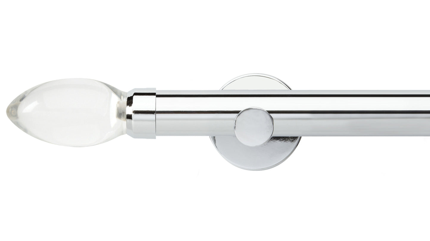 Rolls Neo Clear Teardrop 28mm Metal Curtain Pole - Fendow