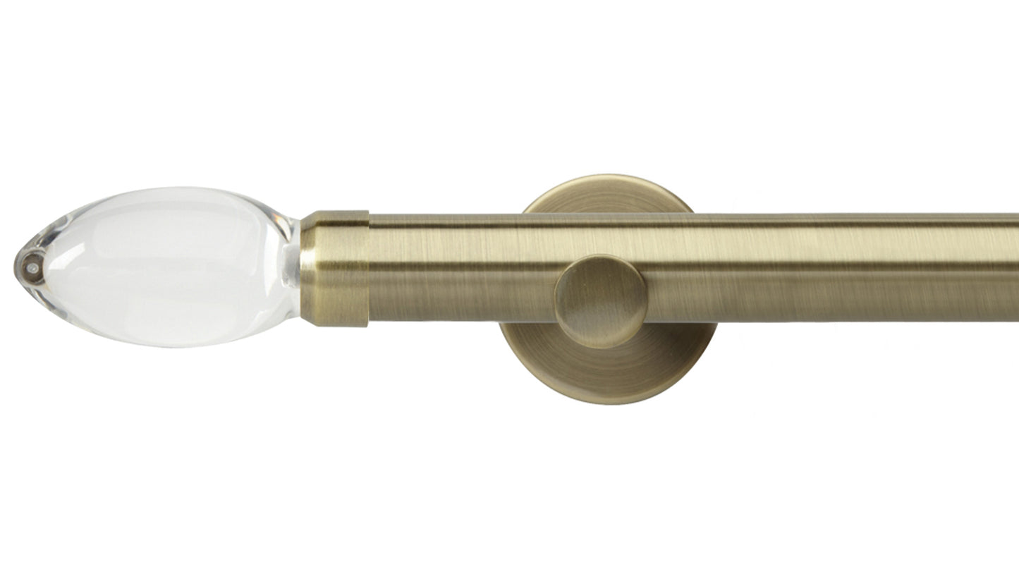 Rolls Neo Clear Teardrop 28mm Metal Curtain Pole - Fendow