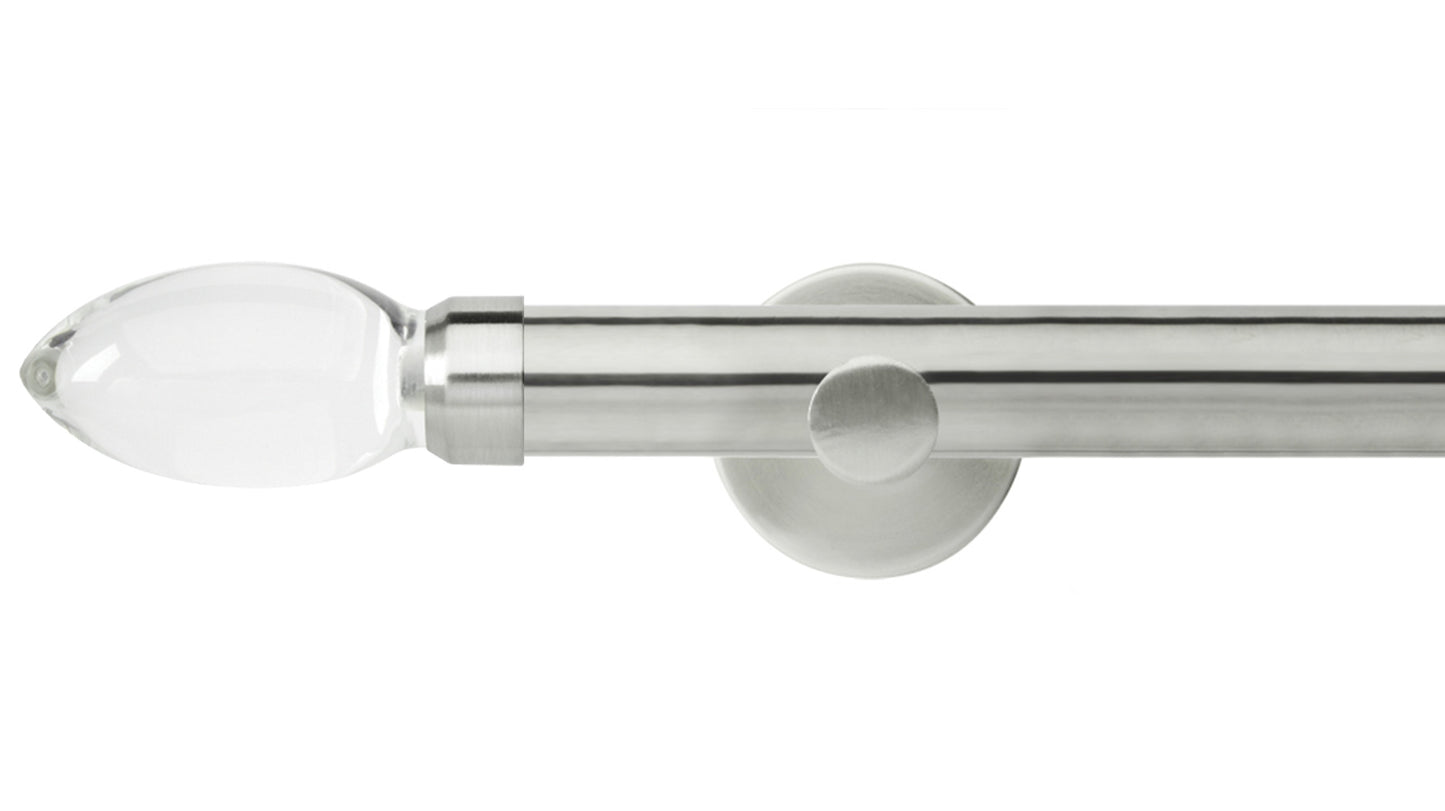 Rolls Neo Clear Teardrop 28mm Metal Curtain Pole - Fendow