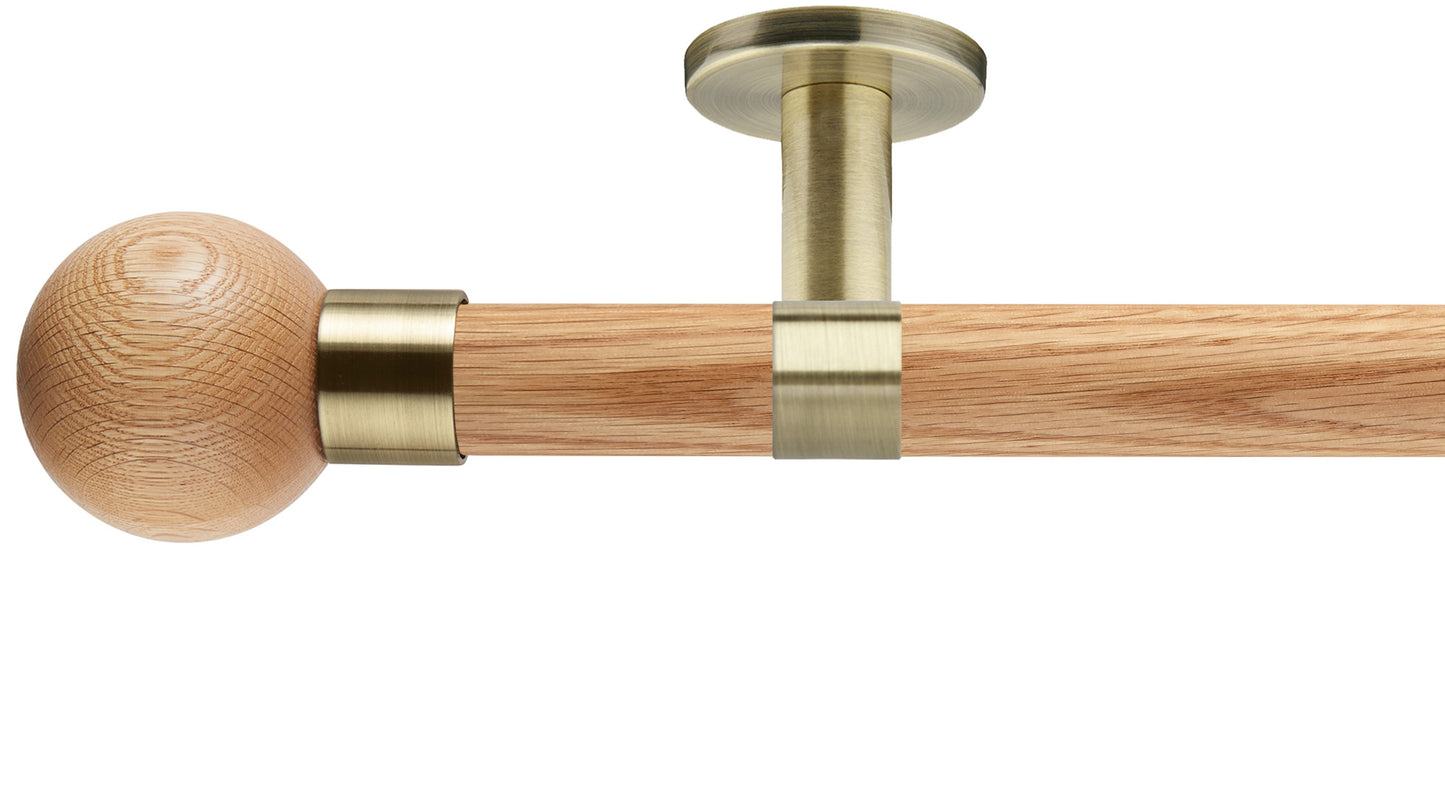 Rolls Neo Oak Ball 28mm Wooden Curtain Pole - Fendow