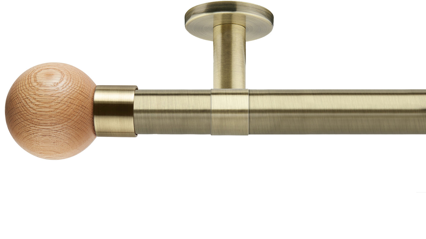 Rolls Neo Oak Ball 28mm Metal Curtain Pole - Fendow