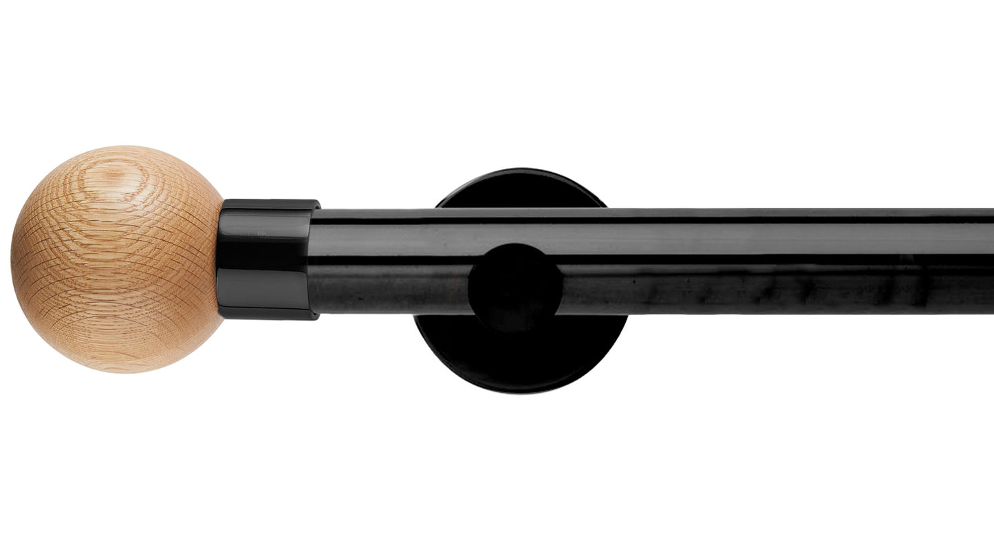 Rolls Neo Oak Ball 28mm Metal Curtain Pole - Fendow