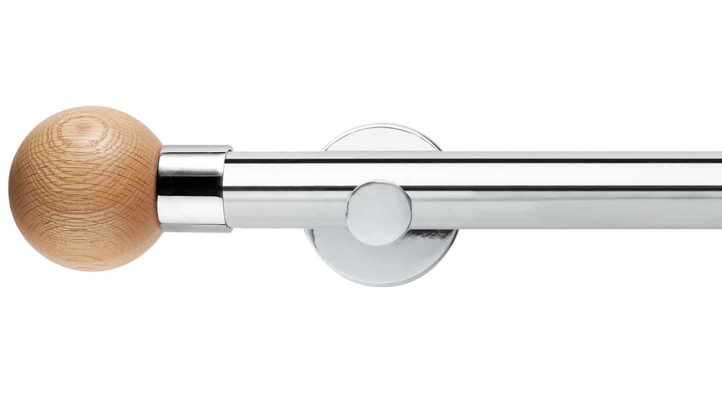 Rolls Neo Oak Ball 28mm Metal Curtain Pole - Fendow