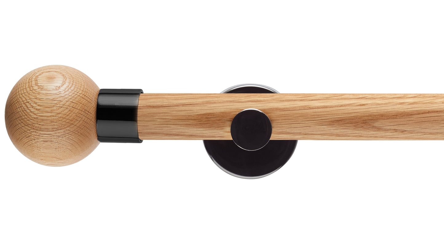 Rolls Neo Oak Ball 28mm Wooden Curtain Pole - Fendow