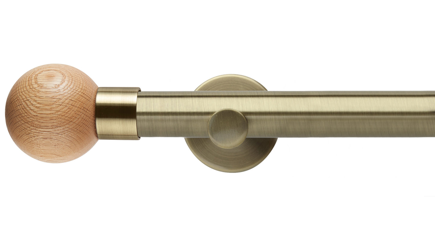 Rolls Neo Oak Ball 28mm Metal Curtain Pole - Fendow