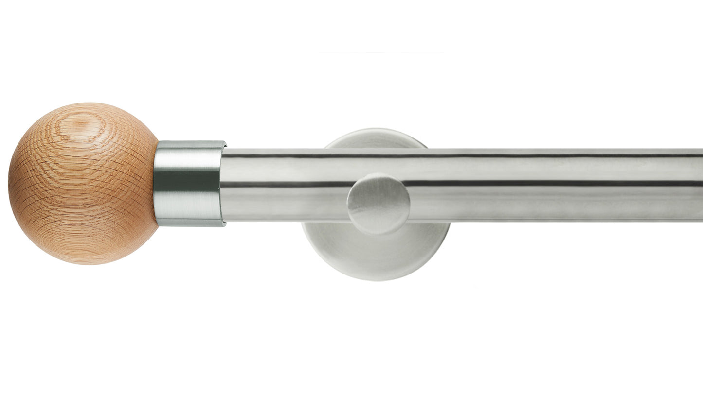 Rolls Neo Oak Ball 28mm Metal Curtain Pole - Fendow