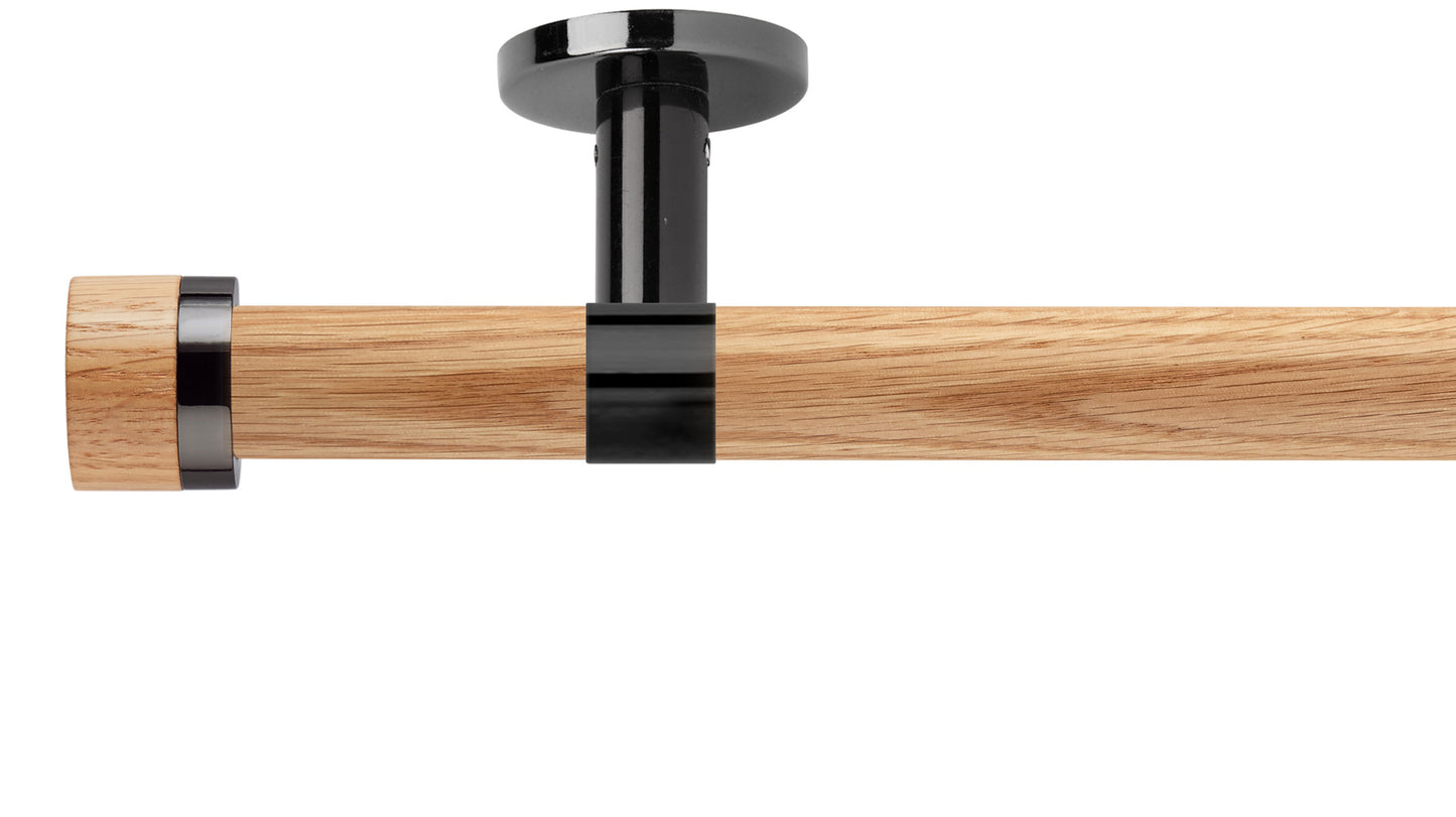 Rolls Neo Oak Stud 28mm Wooden Curtain Pole - Fendow